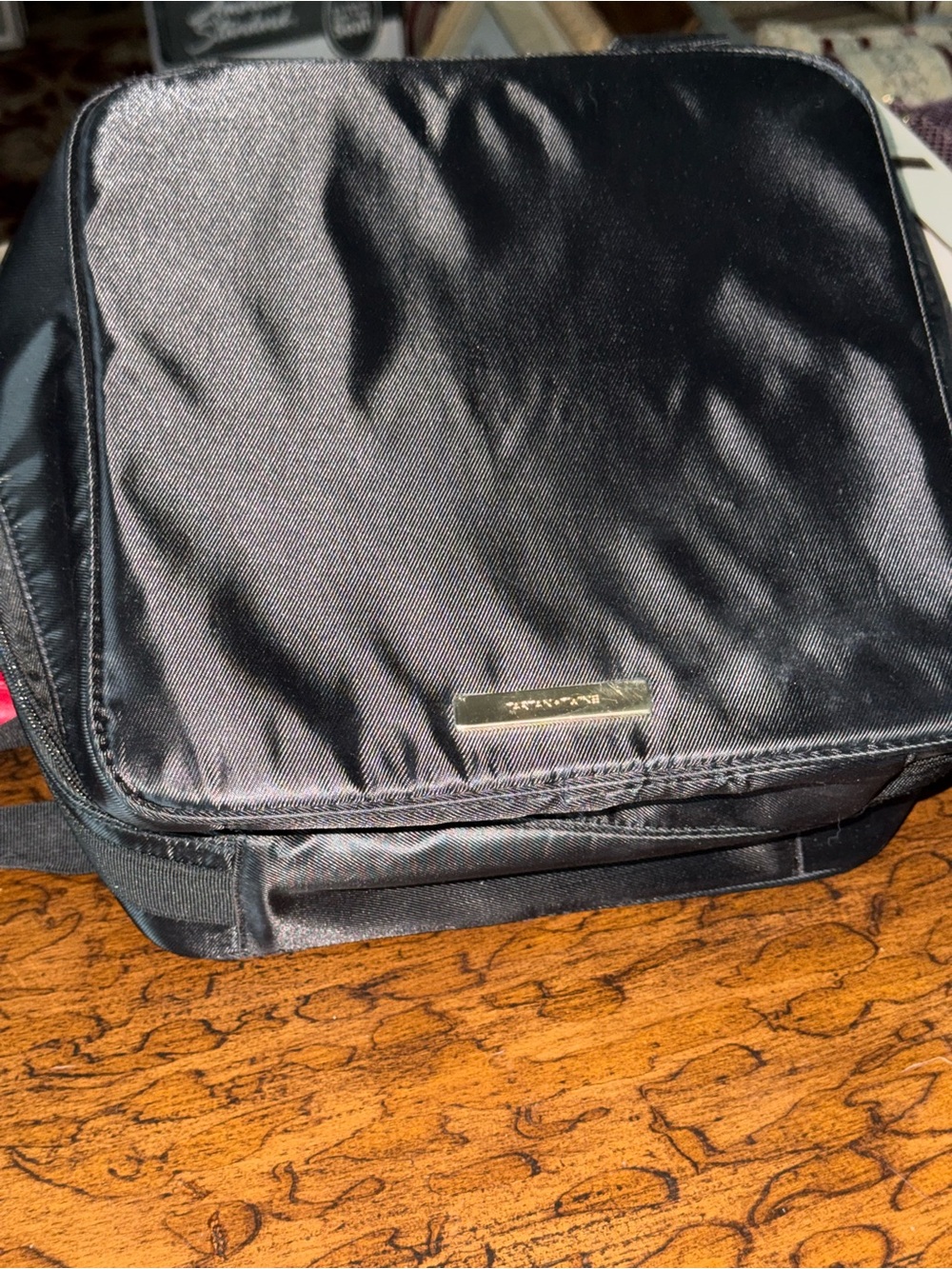 Black Men’s Crossbody Bag with Gold Accent